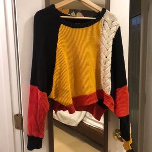 Color block crop sweater